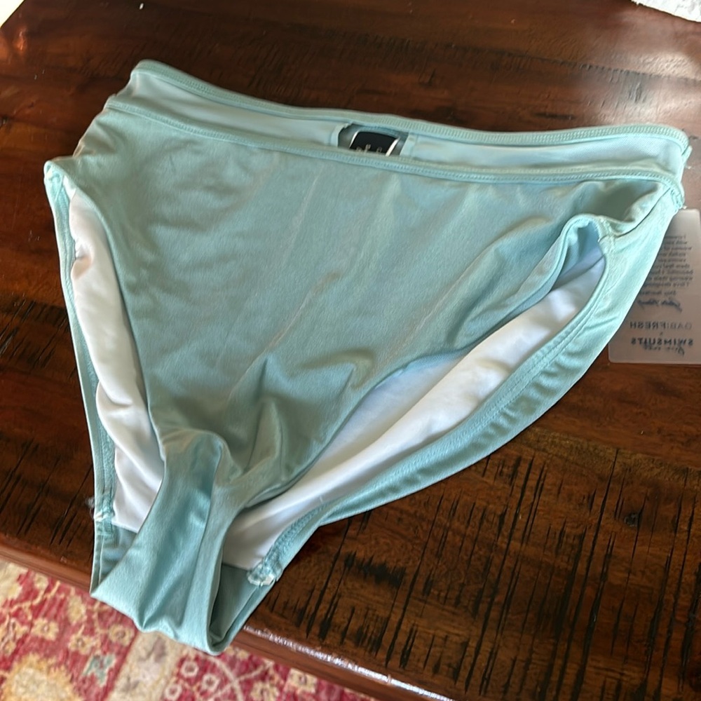 Gabifresh X Swimsuits for all Mesh Trimmed Light Green High Waisted Swim Bottom